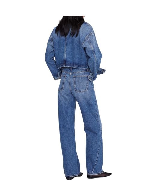 Anine Bing Blue Cropped Denim Jacket