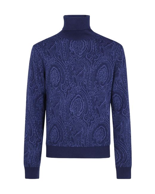 Etro Blue Turtle Neck Sweater for men