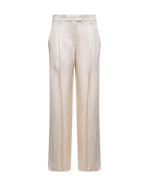 Brunello Cucinelli White Pleated Wide-Leg Pants