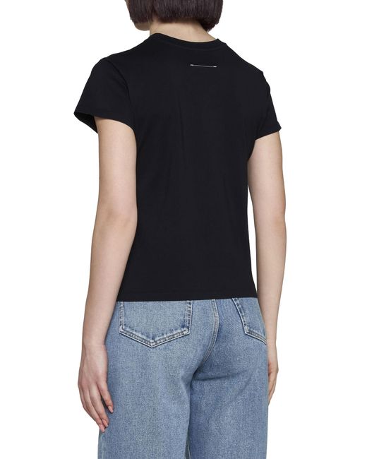 MM6 by Maison Margiela Black Logo Patch Crewneck T-Shirt