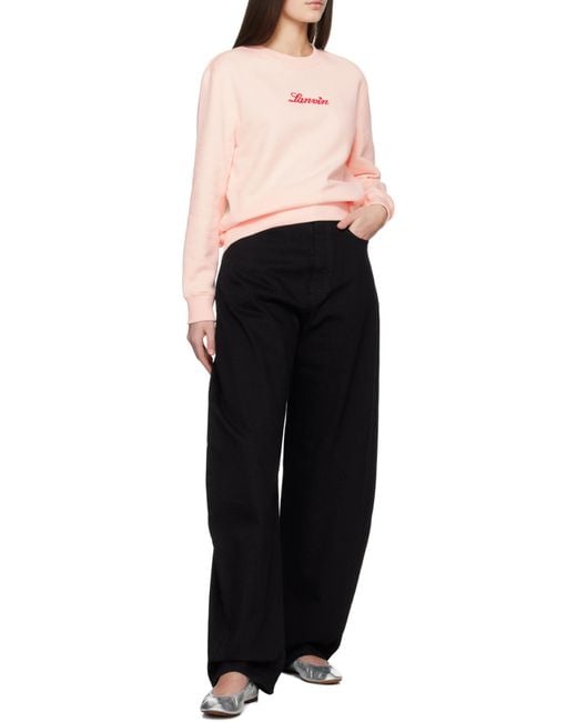Lanvin Pink Logo Embroidered Crewneck Sweatshirt
