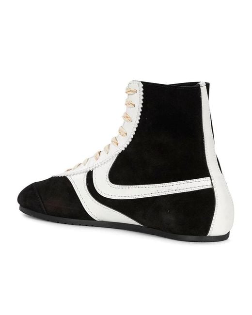 Dries Van Noten Black Round Toe Lace-Up Sneakers for men