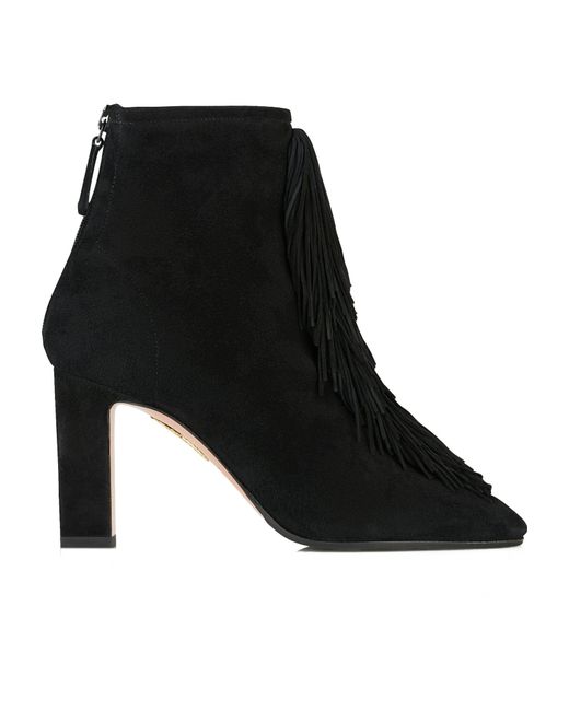 Aquazzura Black Gytane 85 Fringe Boots