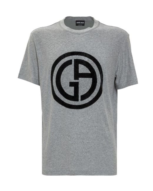 Giorgio Armani Gray Flocking T-Shirt for men