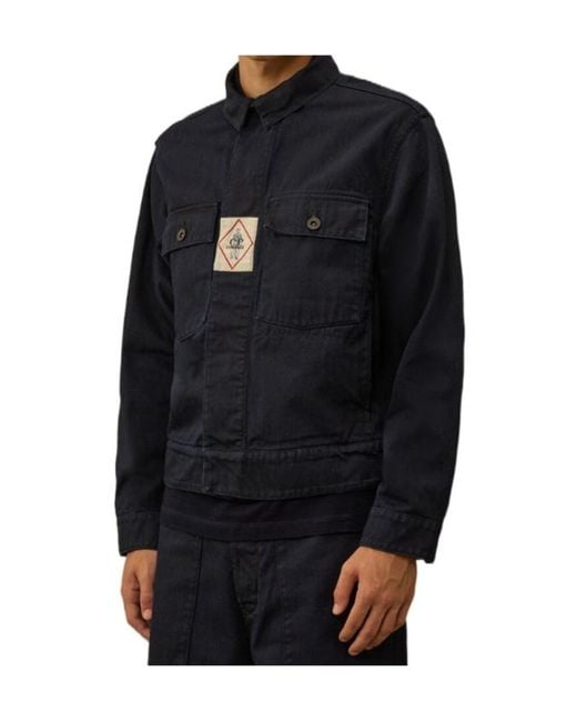 C P Company Black Coated Denim Jacket for men