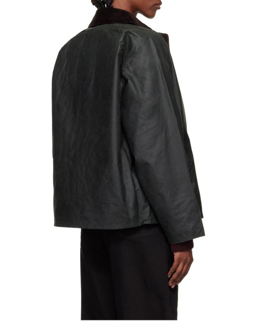 Barbour Black Corduroy Collar Buttoned Jacket for men