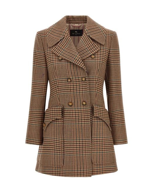 Etro Brown Prince Of Wales Coat