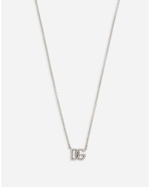 Dolce & Gabbana White Logo Embellished Necklace for men