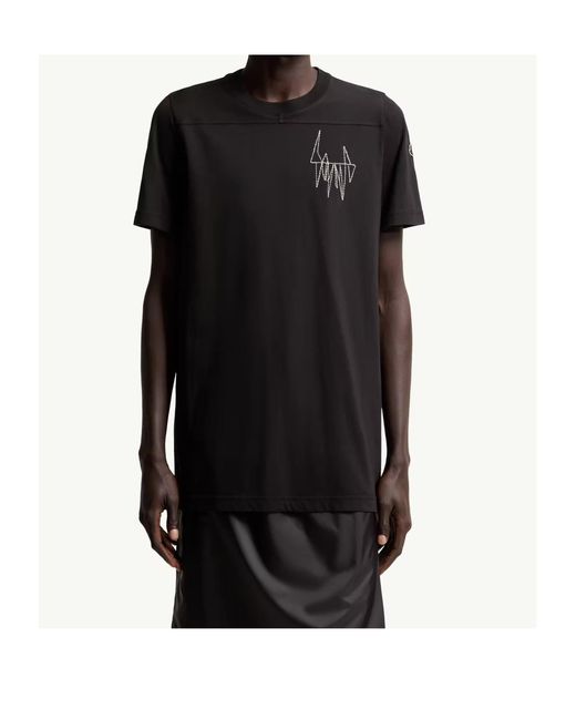 Moncler Black Rick Owens Girder Cotton T-Shirt for men