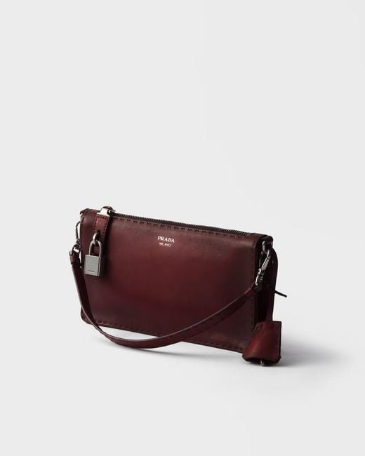 Prada Purple Antiqued Leather Pouch for men