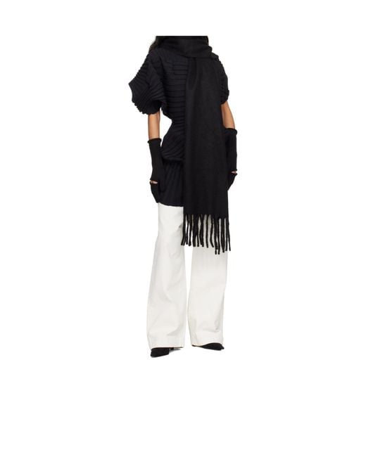 Issey Miyake Black Baby Alpaca Stole Tassel Scarf