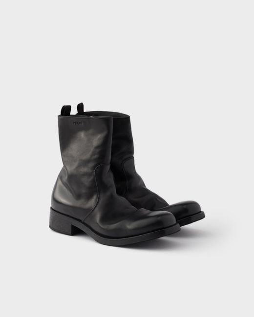Prada Black Logo-Detailed Zipper Boots for men