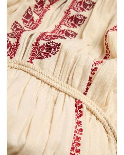 Isabel Marant Natural Embroidered Cotton Dress