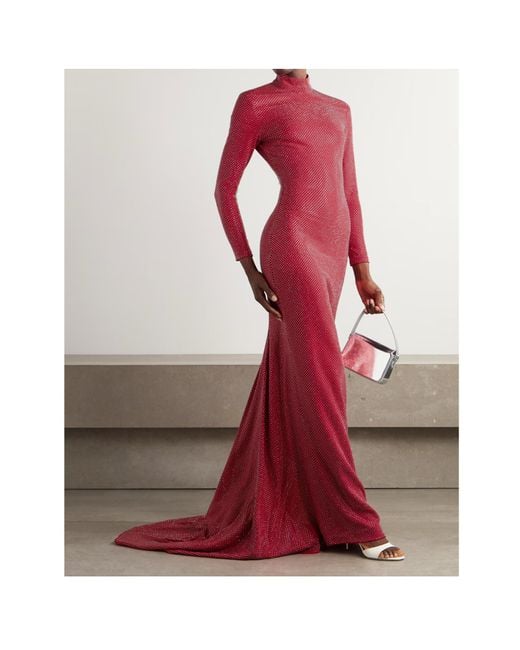 Solace London Red Long-Sleeve High-Neck Dress