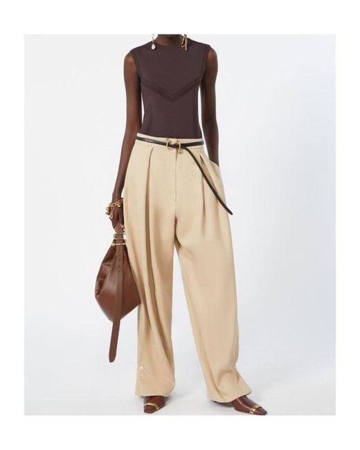 Sportmax Natural Pleated Casual Pants
