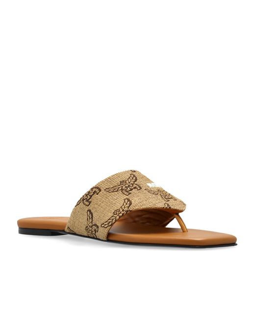 MCM Brown Printed Slippers