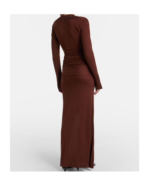 AYA MUSE Brown Lace-Trimmed Dress
