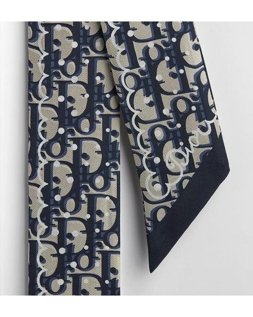 Dior White Polka Oblique Mitzah Scarf