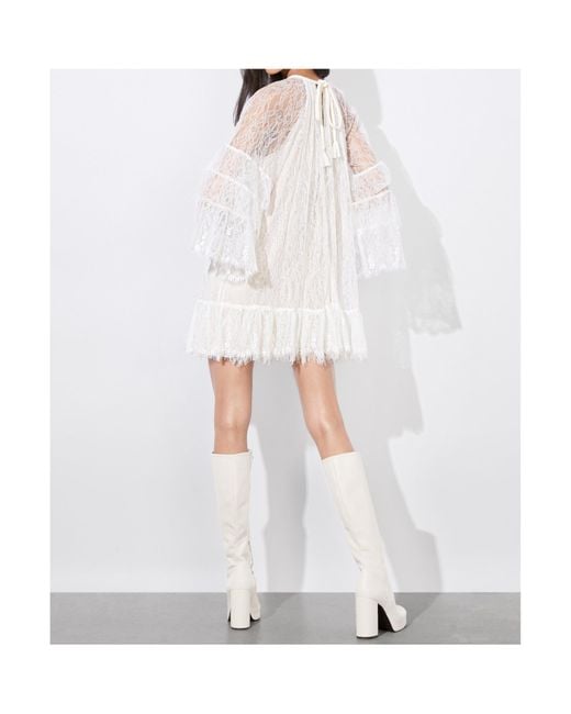 Alice + Olivia Delia Ruffled Tunic Dress in White | Lyst