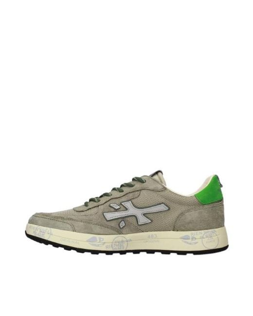 Premiata Green Round-Toe Sneakers for men