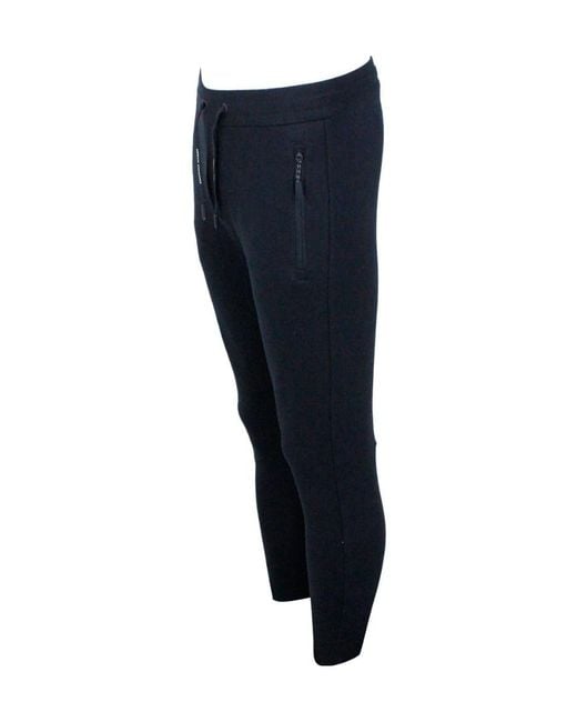 ARMANI EXCHANGE Blue Logo-Printed Drawstring Track Trousers for men