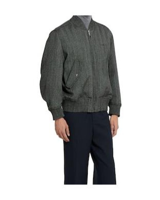 Gucci Gray Herringbone Mouliné Bomber Jacket for men
