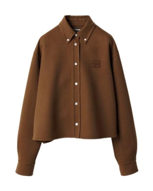 トップス Miu Miu design pockets long-sleeves Miu Miu design pockets long-sleeves Miu Miu long-sleeve chest