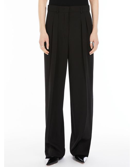 Sportmax Black Hello Front Pleats Straight Pants