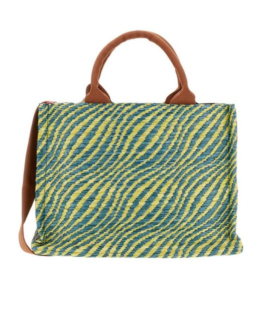 Marni Green Logo-Embroidered Tote Bag