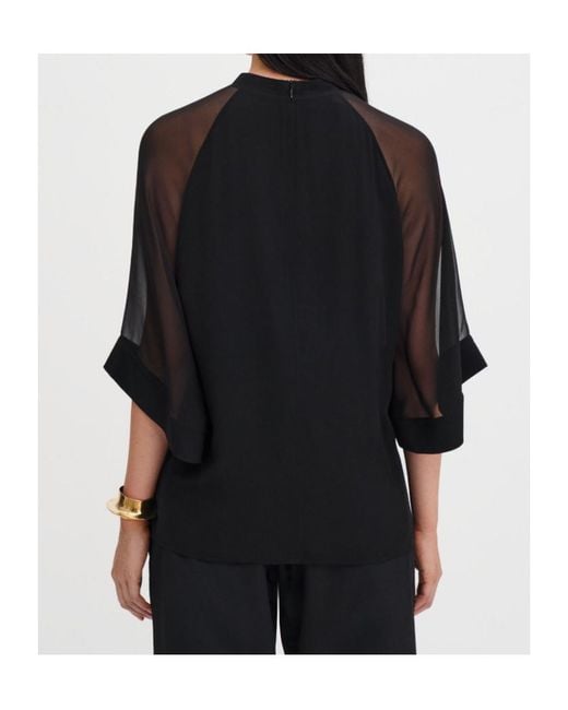 Filippa K Black Sheer Raglan Blouse