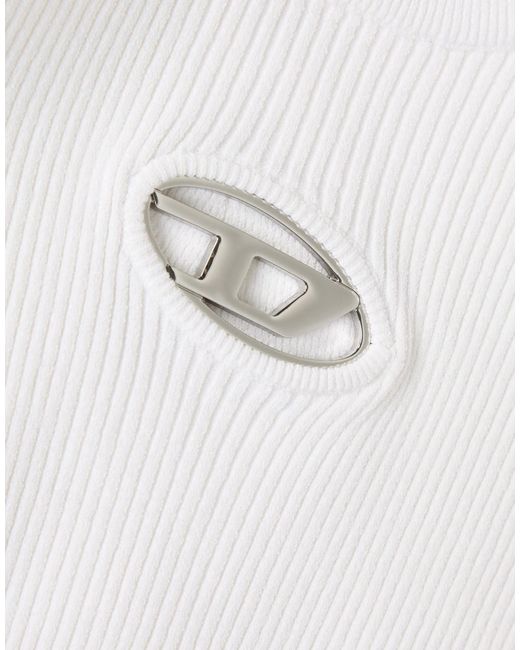 DIESEL White Solid Color Knitted Sweater
