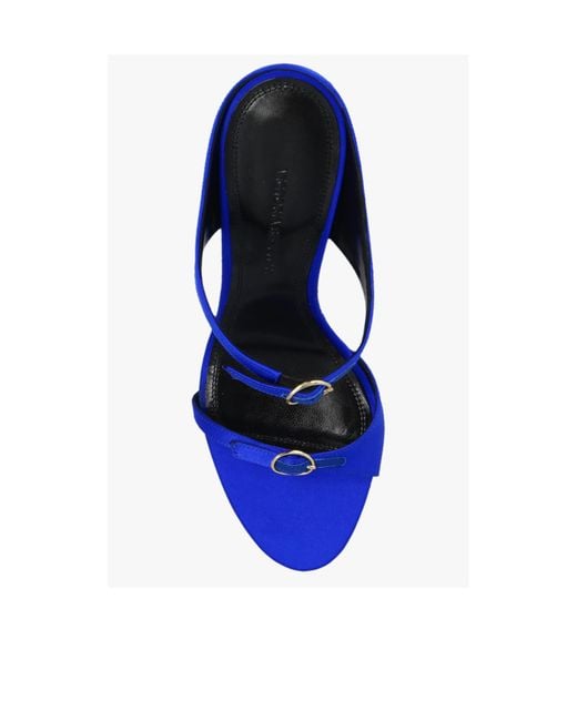 Victoria Beckham Blue Double-Strap Satin Mules