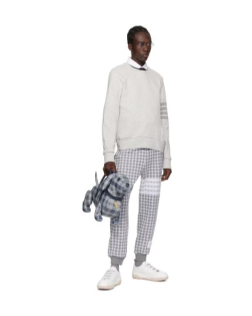 Thom Browne Black Check Jacquard 4-Bar Sweatpants for men