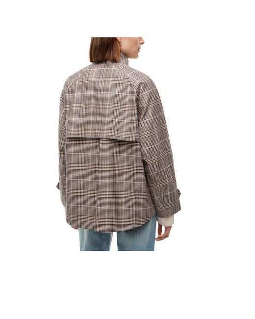 Tommy Hilfiger Gray Plaid Stand-Collar Short Jacket