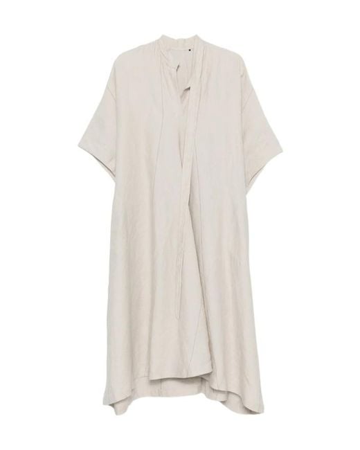 Ziggy Chen White Panelled Short-Sleeve Midi Dress