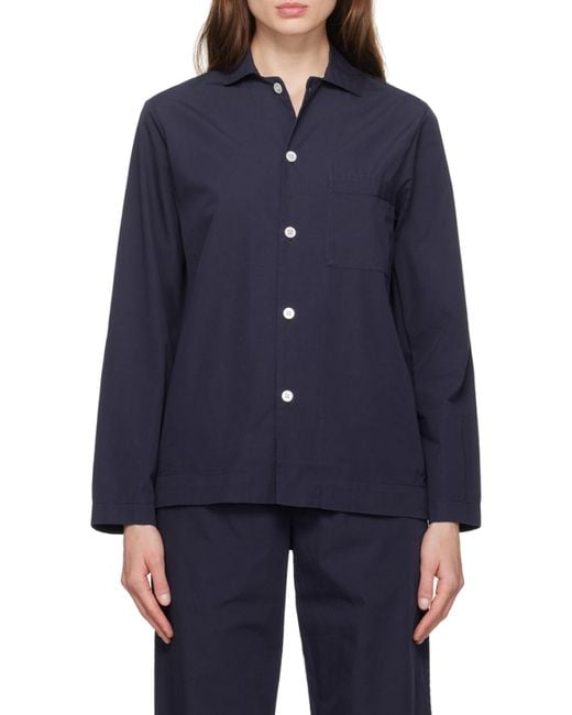 Tekla Blue Long Sleeved Pyjama Shirt for men