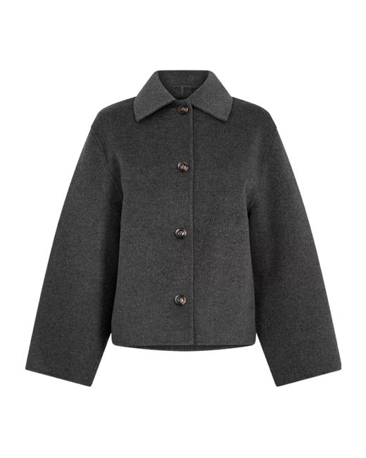 Soeur Black Short-Sleeved Button-Down Jacket