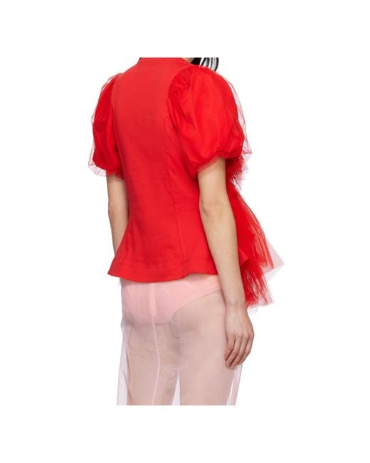Simone Rocha Red Puff-Sleeved T-Shirt