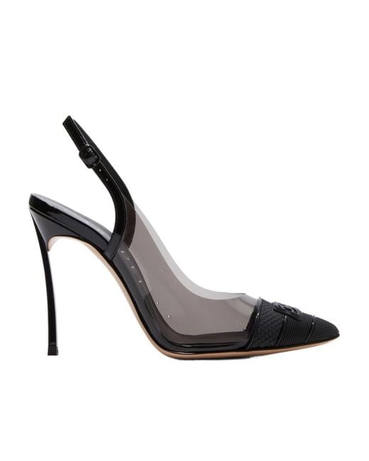 Casadei Metallic Blade Pvc Slingback Heeled Pumps