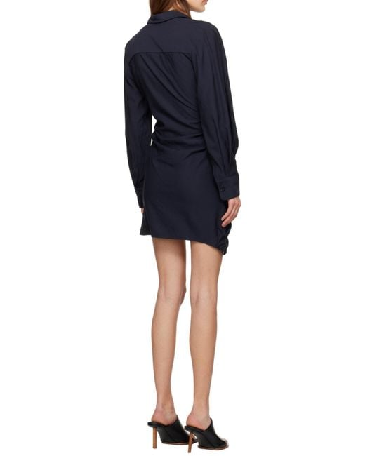 Jacquemus Blue Bahia Tied Long-Sleeved Dress