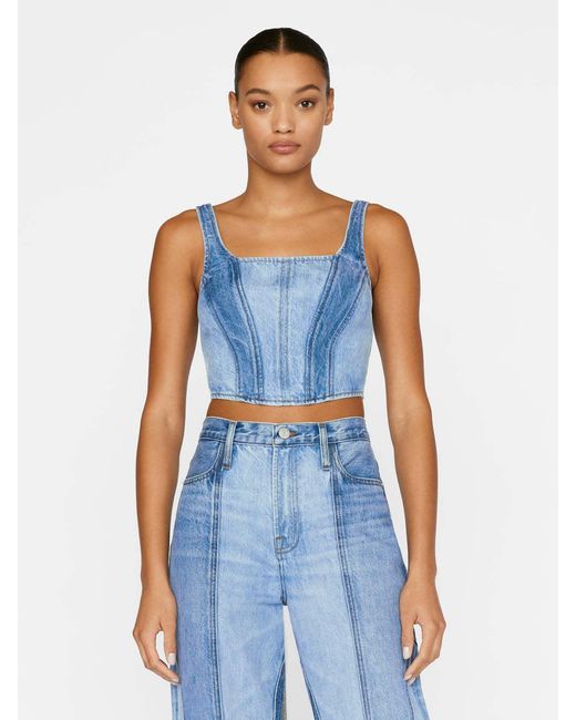 FRAME Blue Square Neck Denim Corset