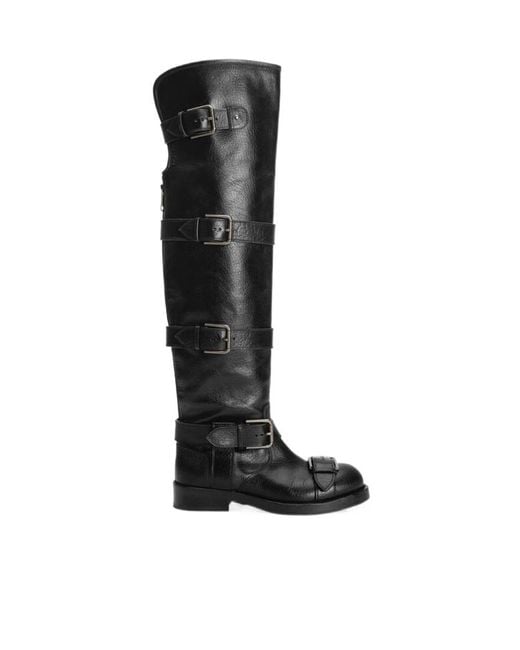 Dolce & Gabbana Black Buckle Detailed Boots