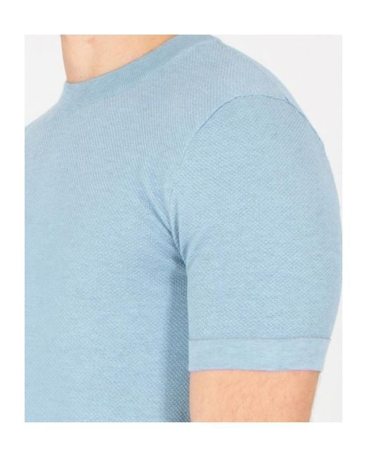 Brioni Blue Sea Island Cotton Knit T-Shirt for men