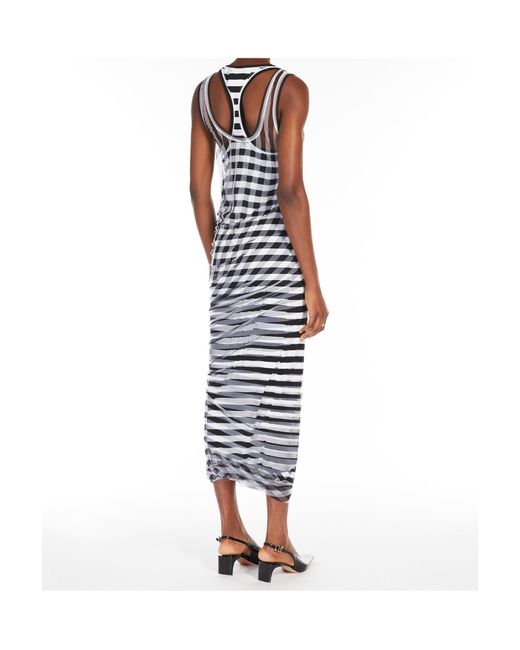 Sportmax White Naro Striped Sleeveless Dress