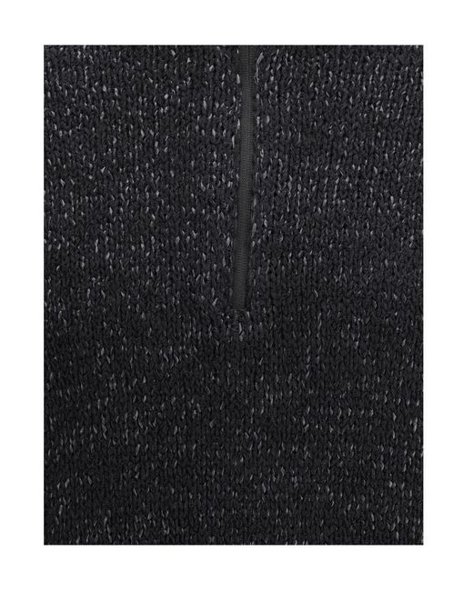Herno Blue Laminar Mélange Half-Zip Knitted Sweater for men