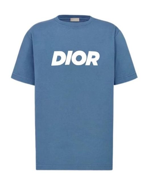 Dior Blue Homme Logo Printed Crewneck T-Shirt for men