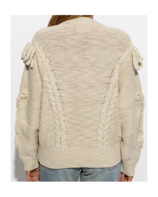 Isabel Marant White Crewneck Fringed Jumper