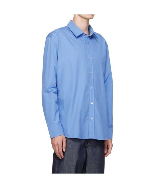 A.P.C. Blue Long-Sleeve Button-Down Shirt for men