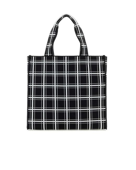 ★MARNI★ Logo Tag Check Tote Bag Black Multicolor SHMQ0046A Marni Logo Patch Checked Tote Bag in Black for Men | Lyst
