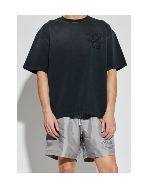 Amiri Black Ma Quad Short Sleeved Crewneck T-Shirt for men